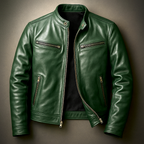 Jaromir - Chaqueta de Cuero Vintage con Cremallera