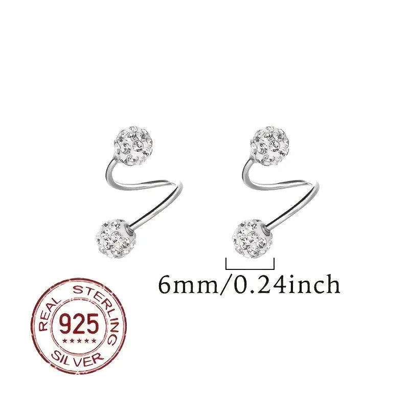 Pendientes Espirales de Doble Cabeza Súper Brillantes con Zirconia