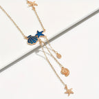 Collar Dorado Elegante con Estrella y Concha Azul