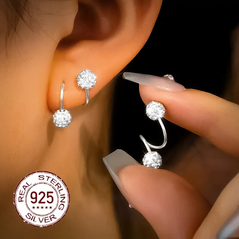 Pendientes Espirales de Doble Cabeza Súper Brillantes con Zirconia