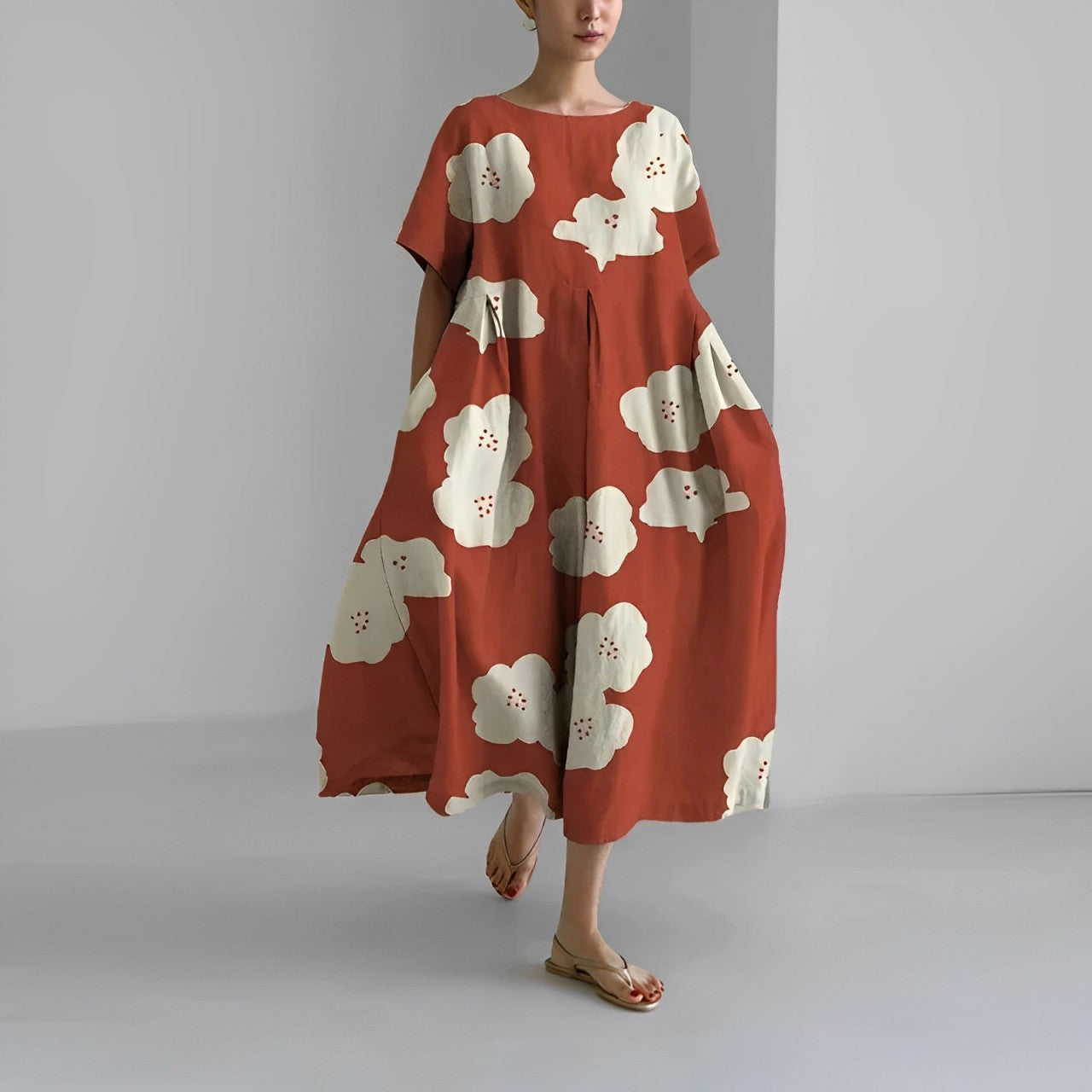 Daisy - Maxi Obleka z Ohlapnim Retro Gibanjem