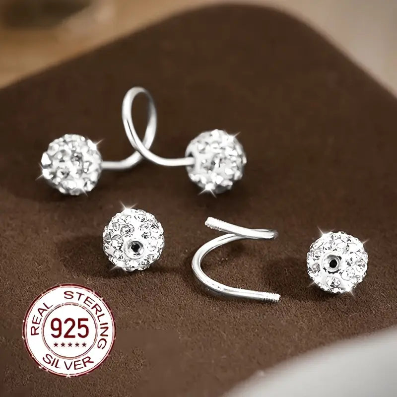 Pendientes Espirales de Doble Cabeza Súper Brillantes con Zirconia