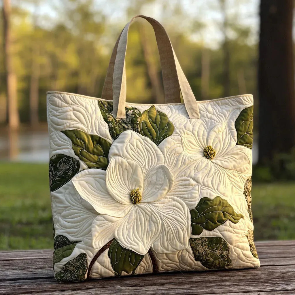 Ročno izdelana oblazinjena torba - Elegantni beli liliji