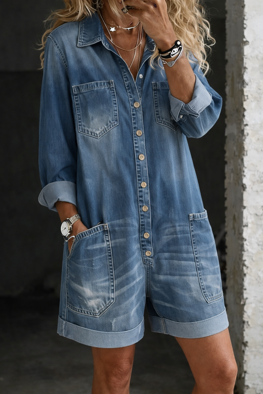 Nora | Kratka casual denim kombinezona