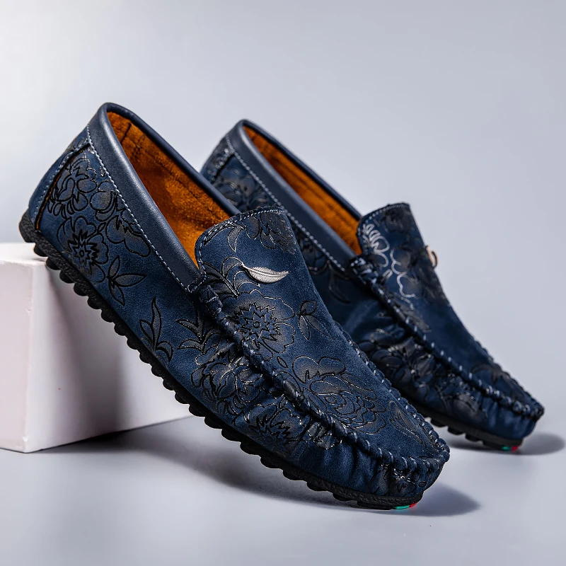 Mocasines de cuero con flores