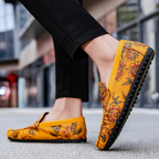 Mocasines de cuero con flores