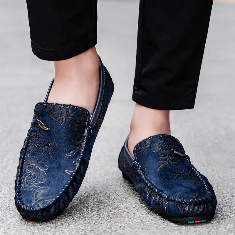 Mocasines de cuero con flores