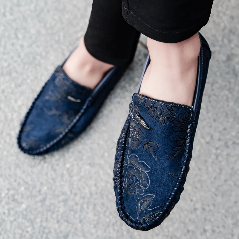 Mocasines de cuero con flores