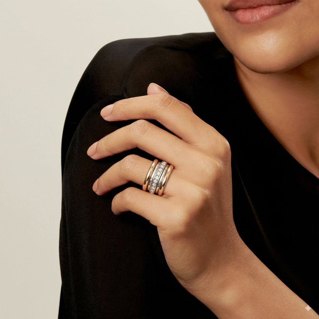 Anillo Grueso Vintage en Oro y Plata