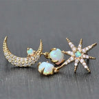 Pendientes Luna y Estrella de Oro y Ópalo
