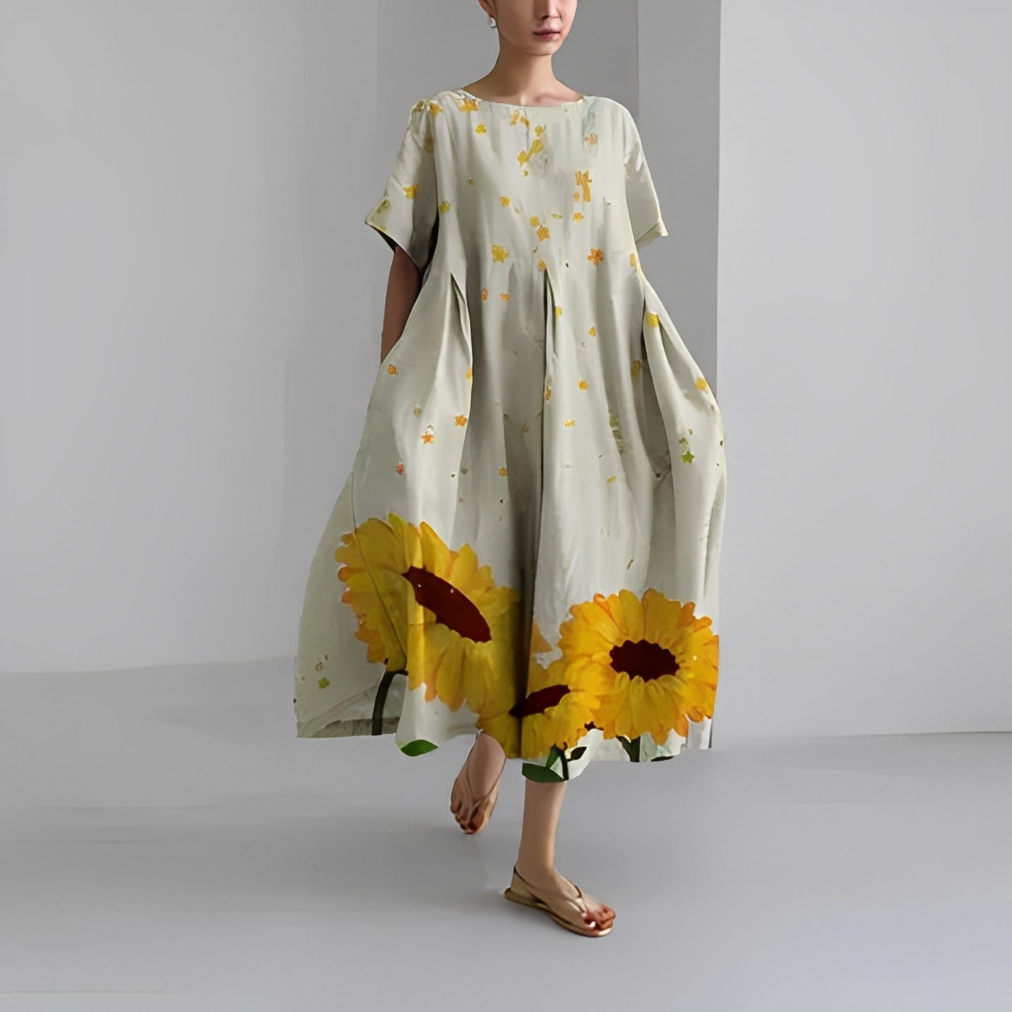Daisy - Maxi Obleka z Ohlapnim Retro Gibanjem