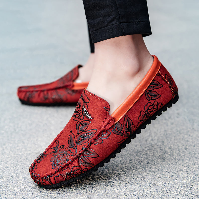 Mocasines de cuero con flores