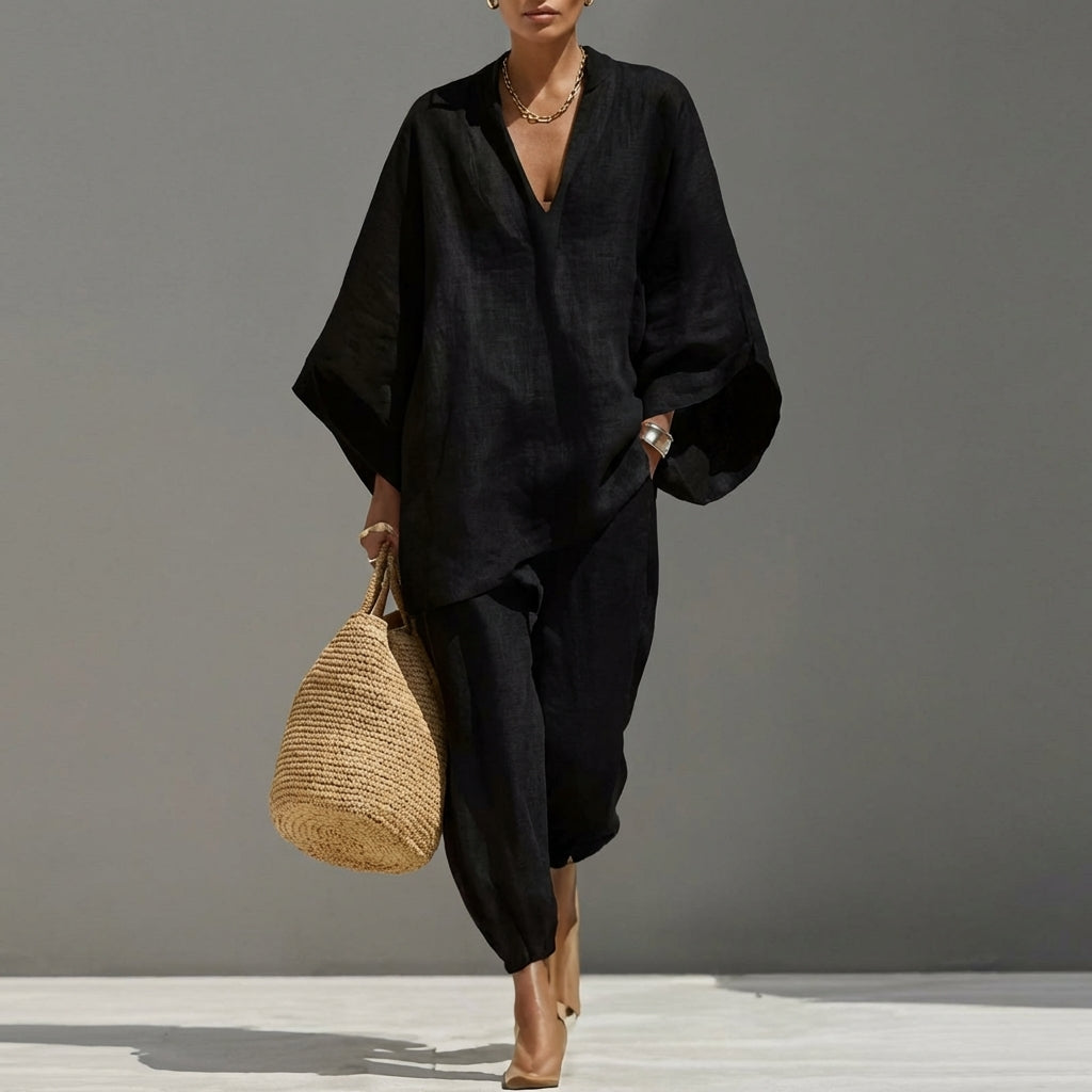 Marina | Dvodelni Casual Set z V-izrezom za Ženske