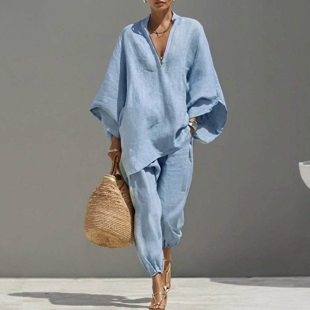 Marina | Dvodelni Casual Set z V-izrezom za Ženske