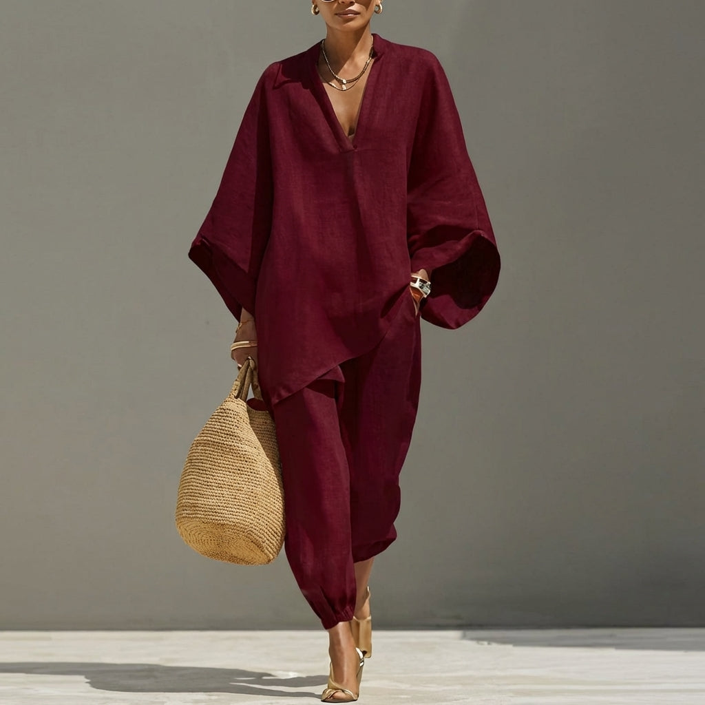 Marina | Dvodelni Casual Set z V-izrezom za Ženske