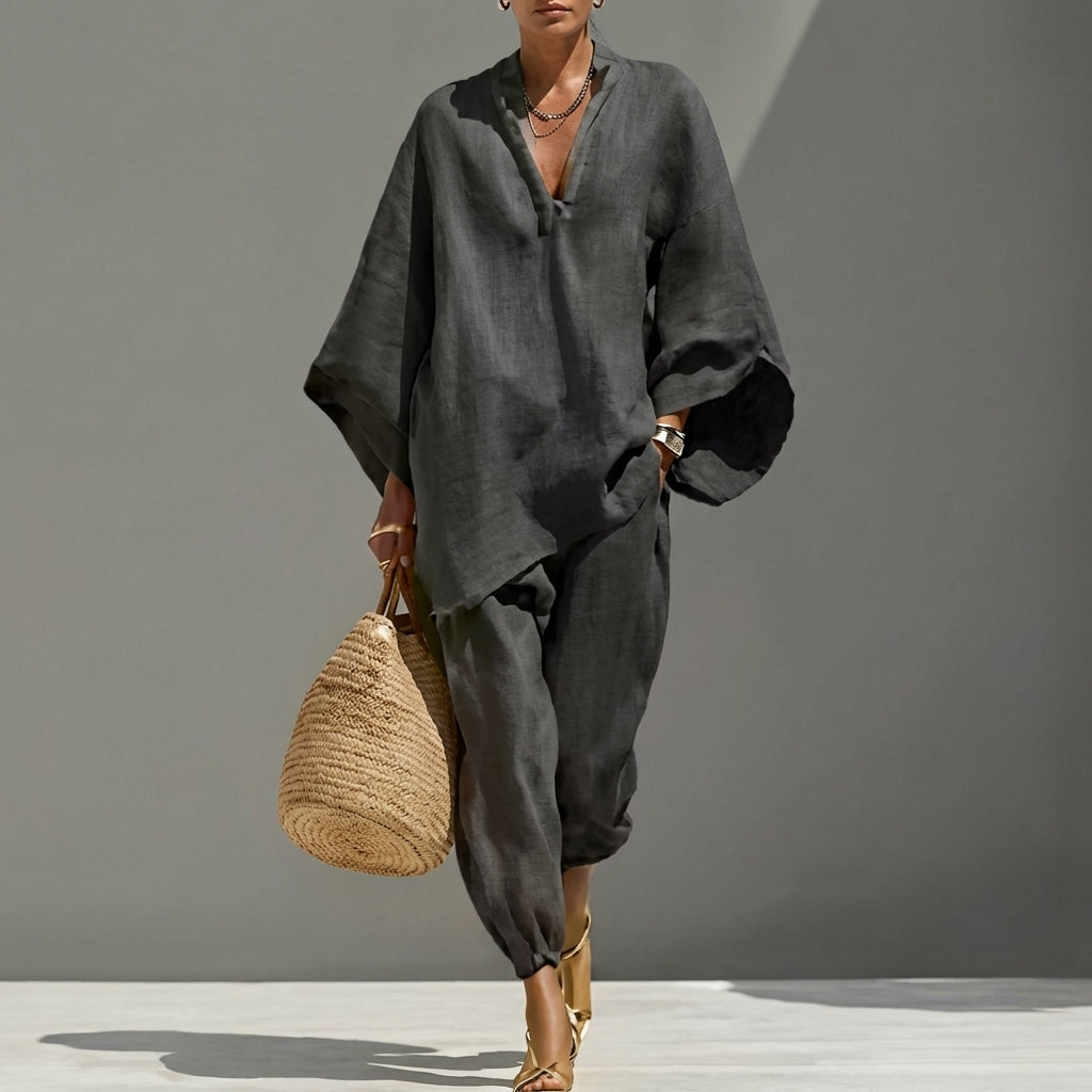 Marina | Dvodelni Casual Set z V-izrezom za Ženske