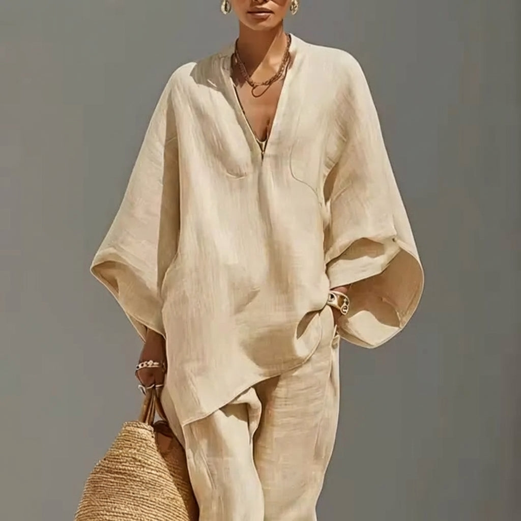 Marina | Dvodelni Casual Set z V-izrezom za Ženske