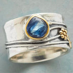 Anillo Zafiro Azul Vintage Plateado