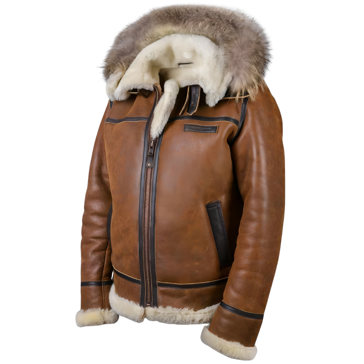 Aron™ | Bomber jakna s kapuco iz usnja