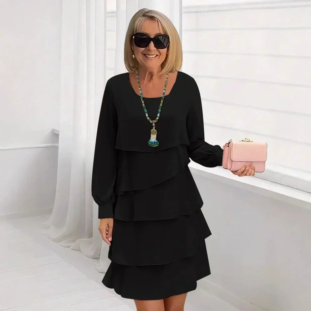 Margaret | Dolga Elegantna Oblačila z Ruffles in Dolgimi Rokavi
