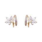 Pendientes Florales con Circonitas en Oro