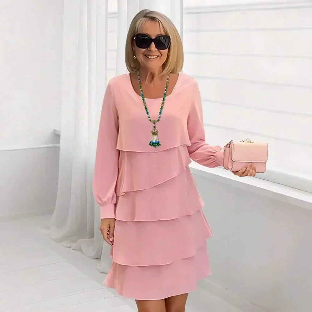 Margaret | Dolga Elegantna Oblačila z Ruffles in Dolgimi Rokavi