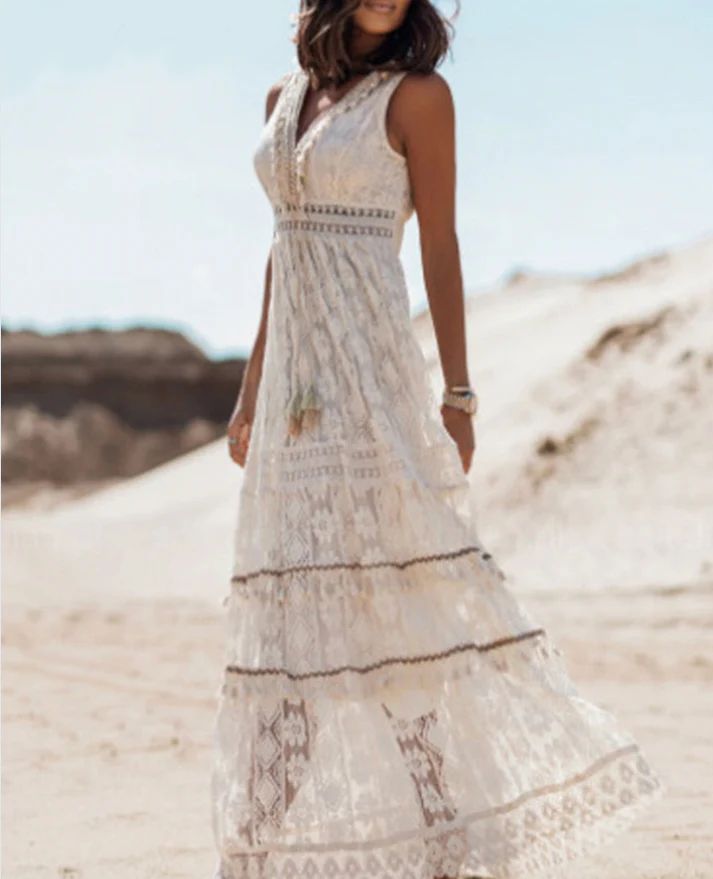 Emerson - Boho obleka z resicami in nastavljivo trakico