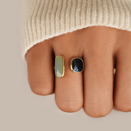 Anillo abrazo con aguamarina