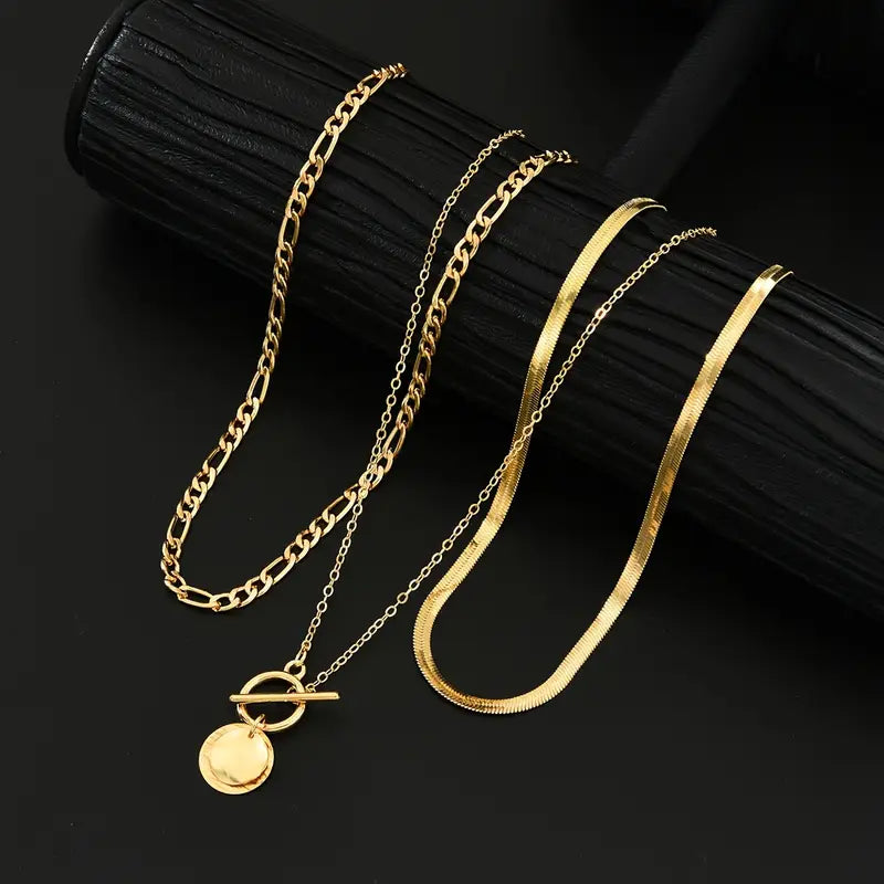 Collar de Capas de Moneda Texturizado Savira | Oro
