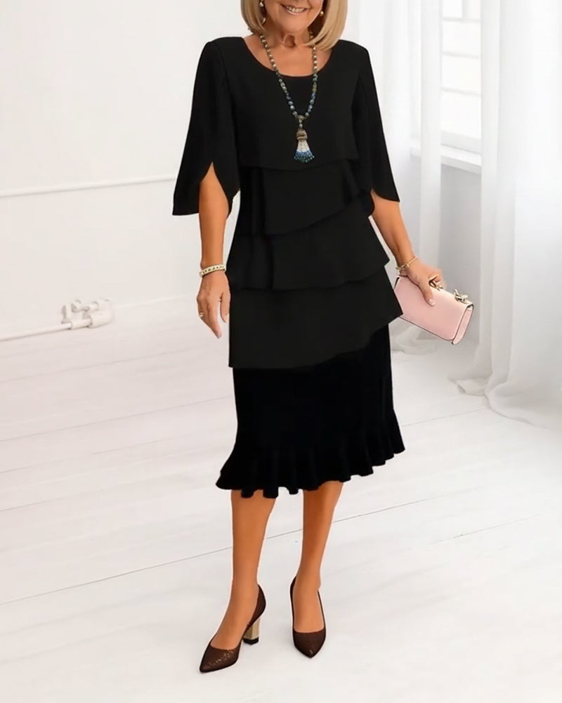 Patricia | Elegantna udobna obleka s volančki