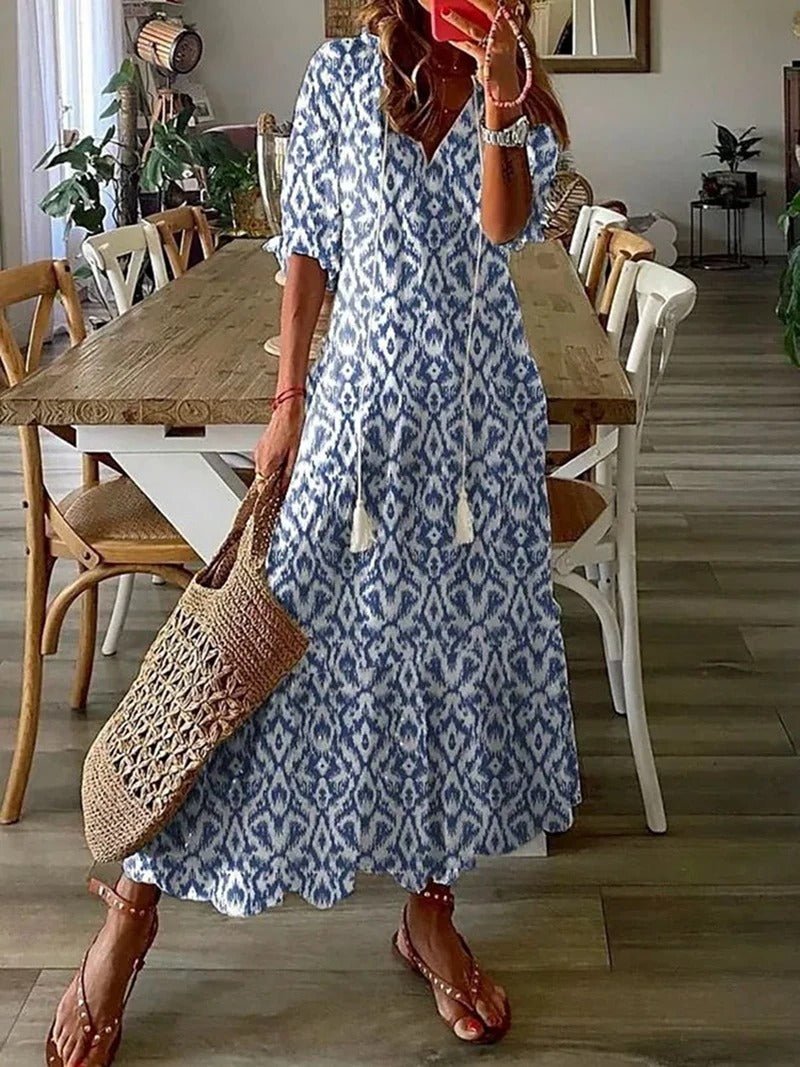 Lana - Maxi Boho obleka, ki poudari postavo