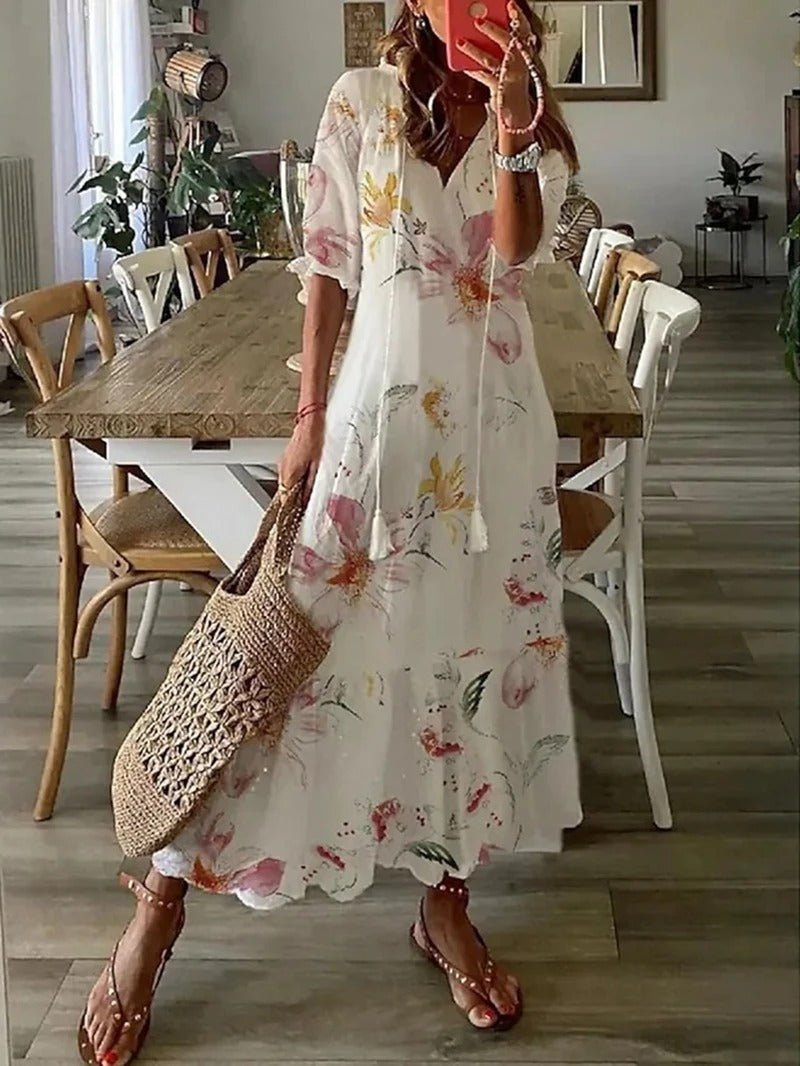 Lana - Maxi Boho obleka, ki poudari postavo