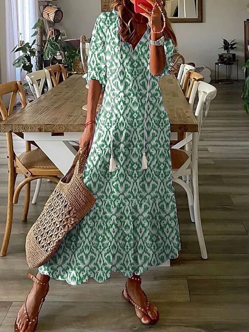 Lana - Maxi Boho obleka, ki poudari postavo