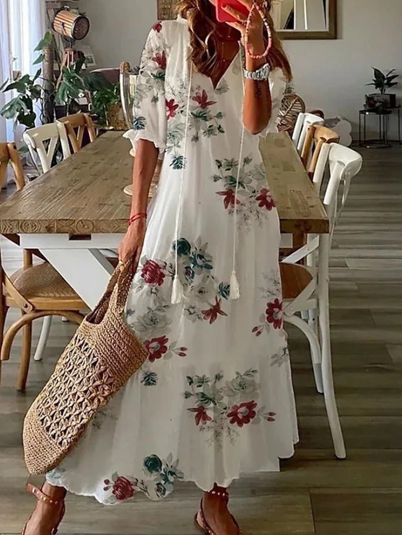Lana - Maxi Boho obleka, ki poudari postavo