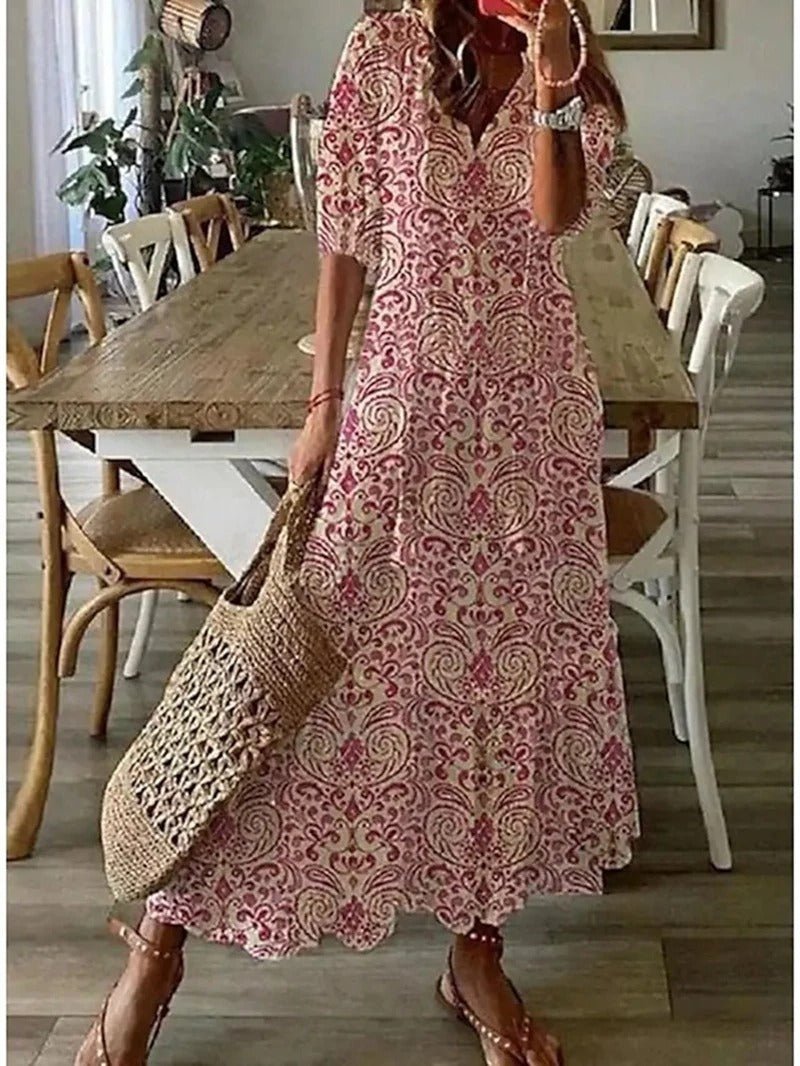 Lana - Maxi Boho obleka, ki poudari postavo