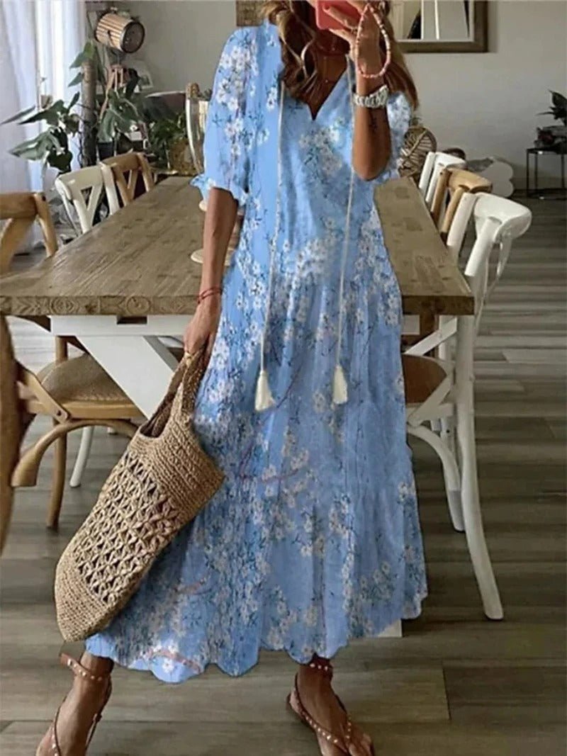 Lana - Maxi Boho obleka, ki poudarja postavo