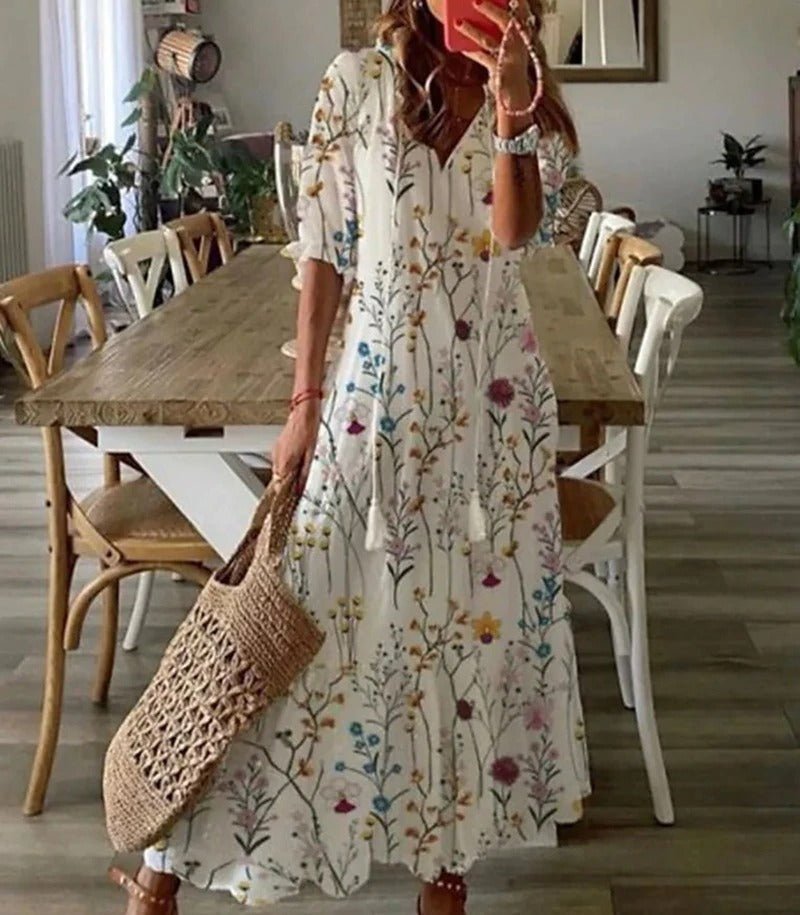 Lana - Maxi Boho obleka, ki poudari postavo