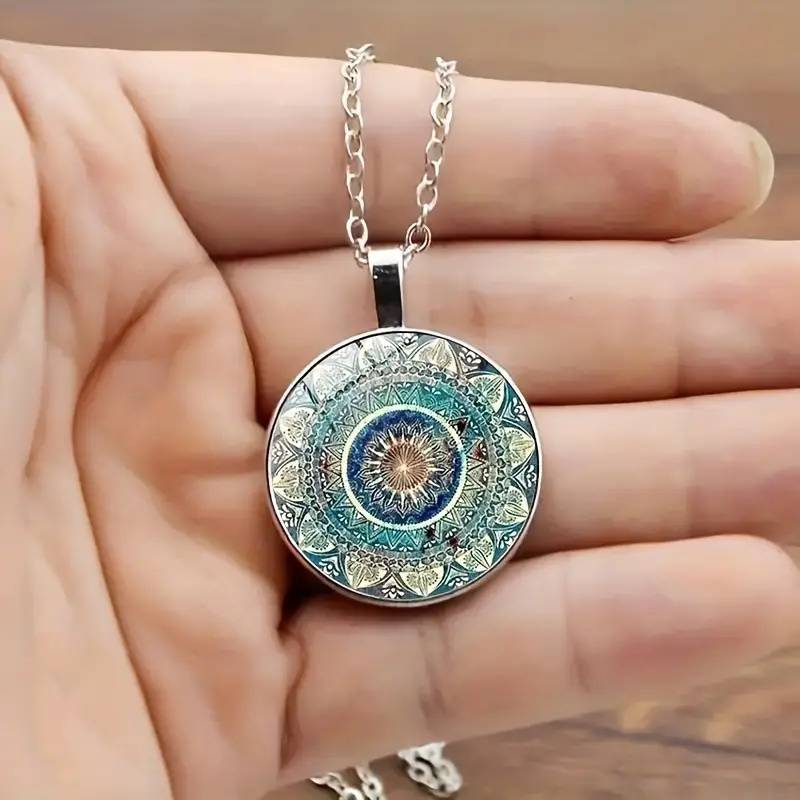 Ovratnik Mandala Vintage okrogel modri