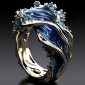 Anillo dorado vintage con ondas marinas