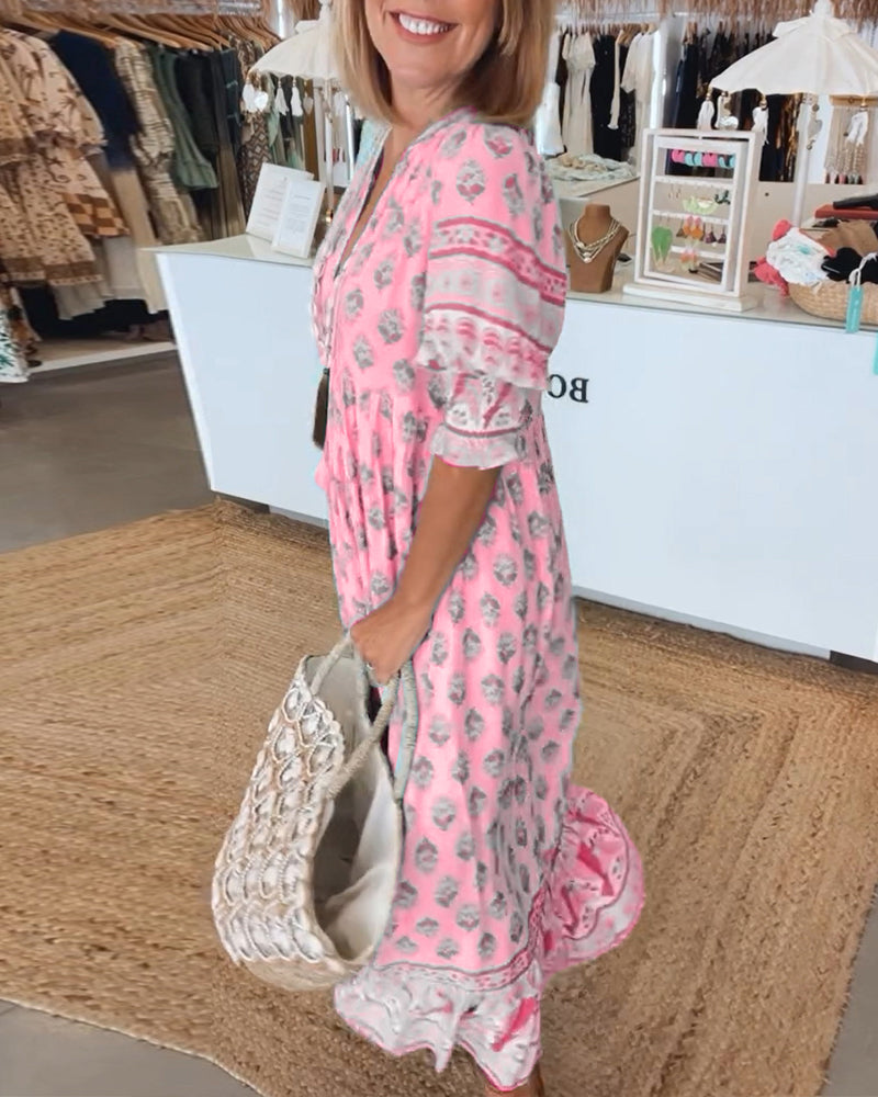 Peyton – Boho obleka z dolgimi rokavi in svetilkami