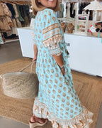 Peyton – Boho obleka z dolgimi rokavi in svetilkami
