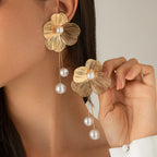 Pendientes Bohemios con Perlas y Pétalos