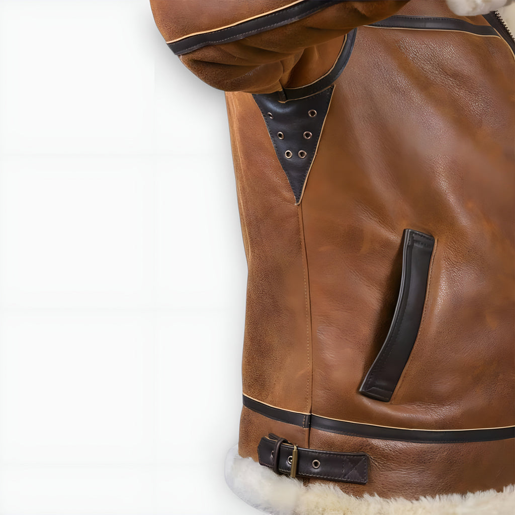 Aron™ | Chaqueta bomber con capucha de piel