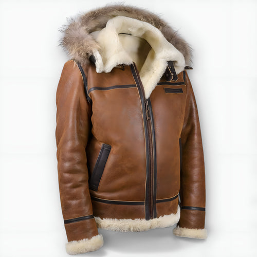 Aron™ | Chaqueta bomber con capucha de piel