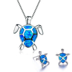 Conjunto Collar + Pendientes de Tortuga Marina en Ópalo y Plata