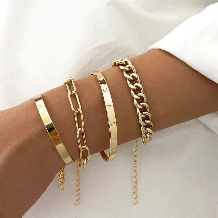 Set de Pulseras Elan Mercer | Oro Blanco