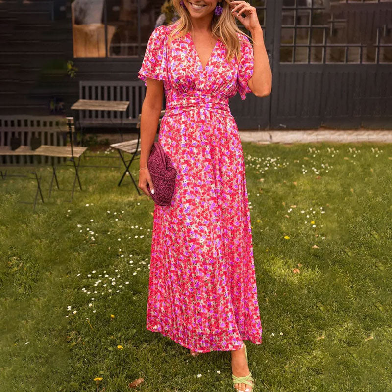Amelia™ - Eleganten Maxi Rožnati Oblek